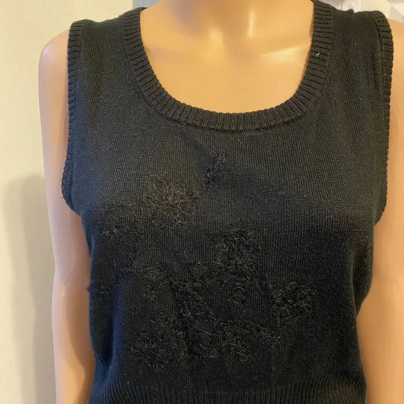 MaxEdition Womens L Silk Cashmere Blend Luxurious Black Sleeveless Tank Top Knit - Picture 6 of 9